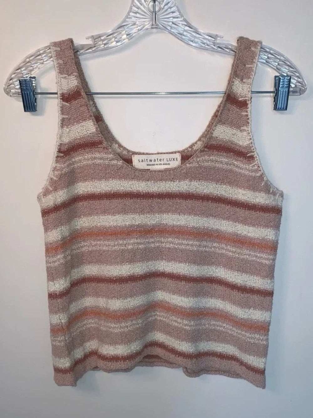 Saltwater Luxe Knit Stripe Sleeveless Tank Top Sweater S